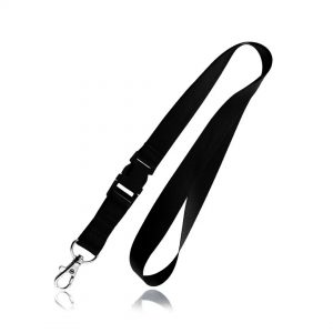 Lanyard personalizado com fivela em poliéster preto