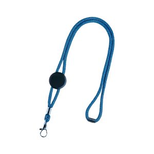 Lanyard tubular em poliéster com mosquetão TEP azul