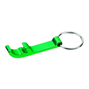 Porta-chaves de metal com abre-garrafas verde