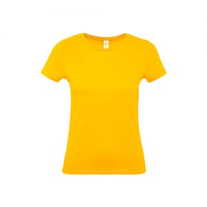 T-shirt básica para mulher 100% algodão amarelo