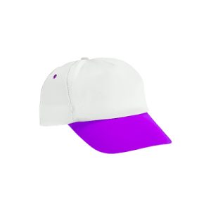 Boné em poliéster e ajustável com velcro roxo