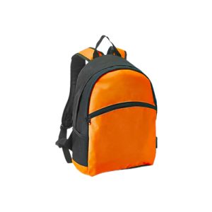 Mochila poliéster 600D com bolsos laterais em rede laranja