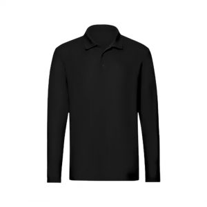 Polo elegante de manga comprida 100% algodão preto