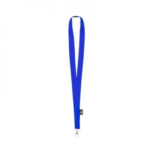 Lanyard de linha nature em resistente poliéster 300D RPET azul