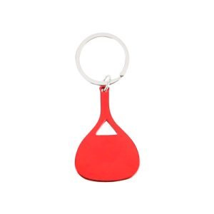 Porta-chaves de alumínio em forma de raquete de paddle vermelho