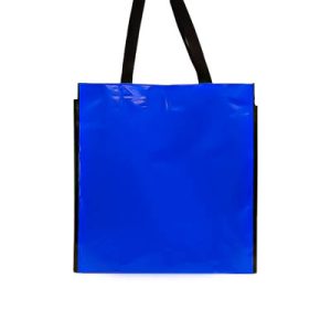 Saco reutilizável com acabamento laminado brilhante azul